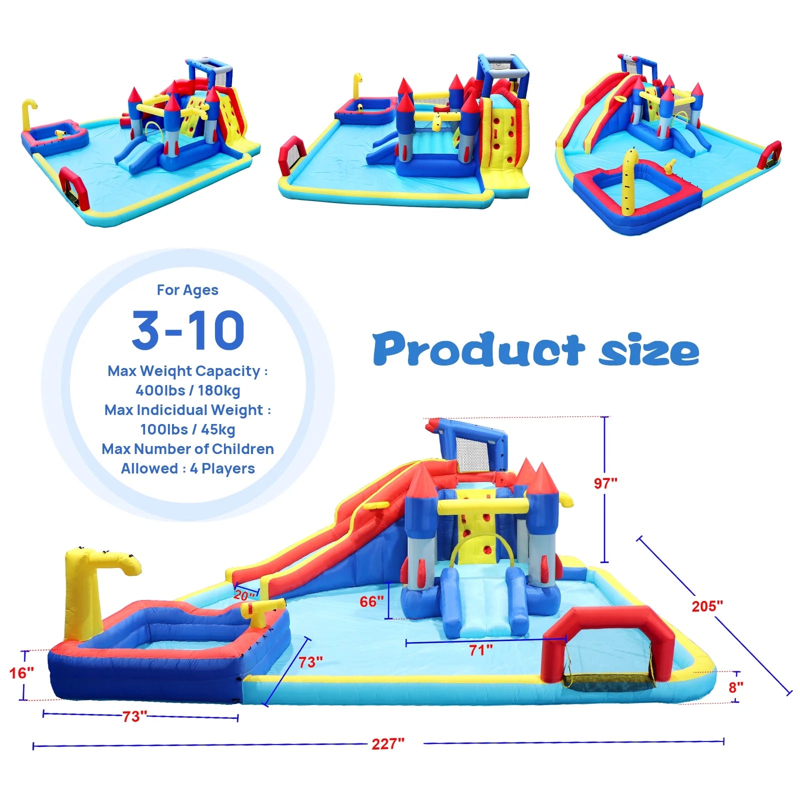 10 in1 Inflatable Water Park with Splash Pool R639038