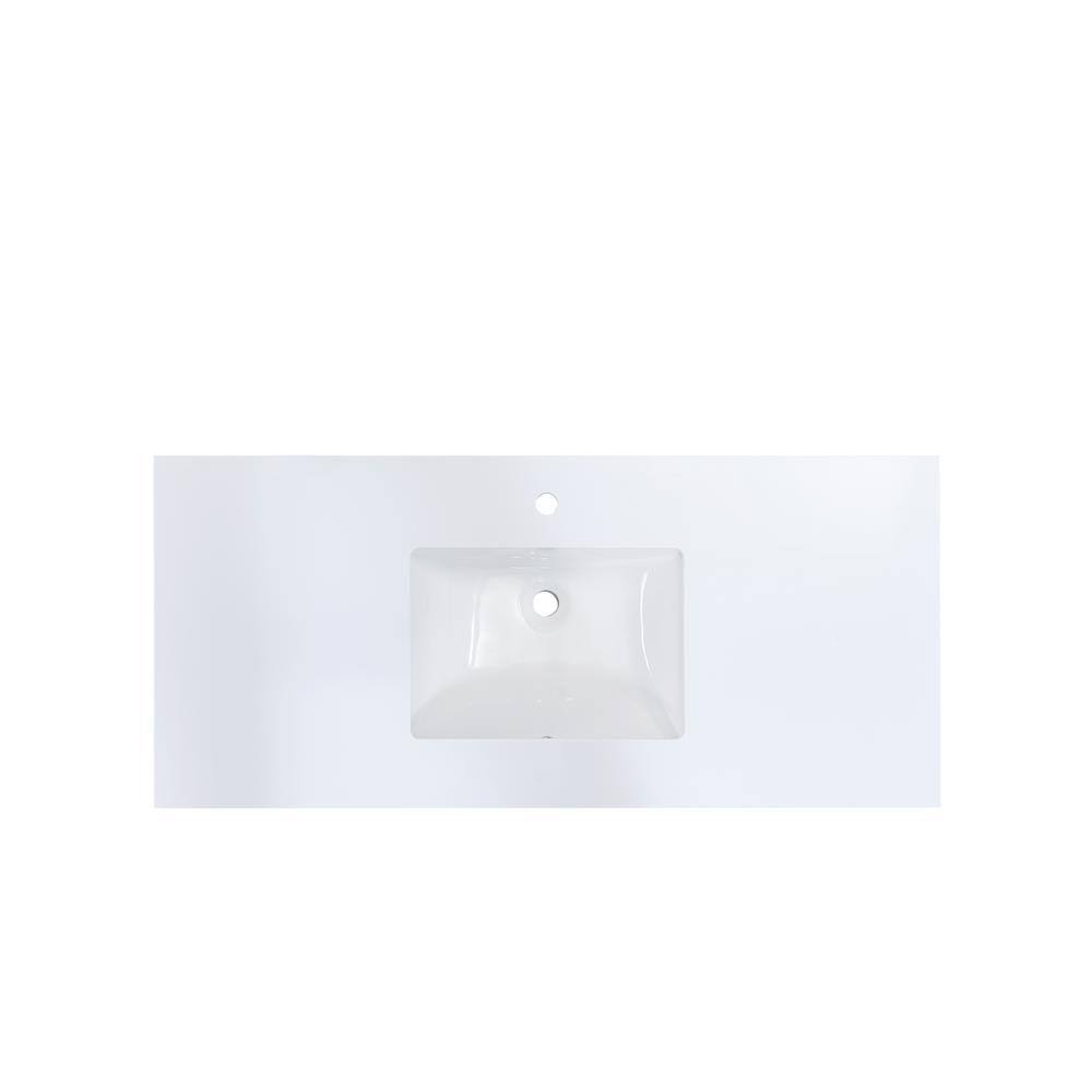 White Engineered Composite Stone Single Basin Vanity Top Z22788