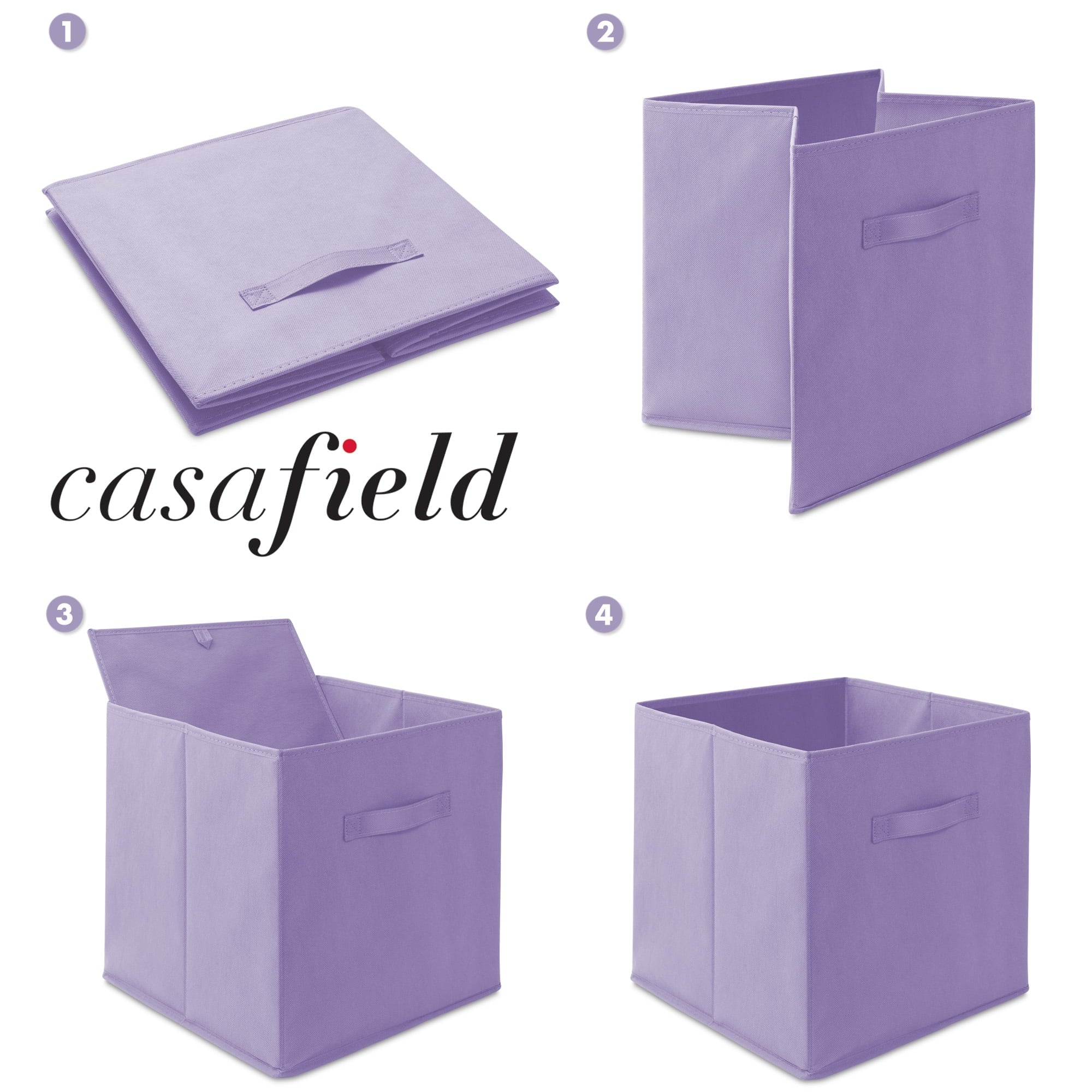 Set of 6 Fabric Storage Cube Bins, Lavender Purple U3541