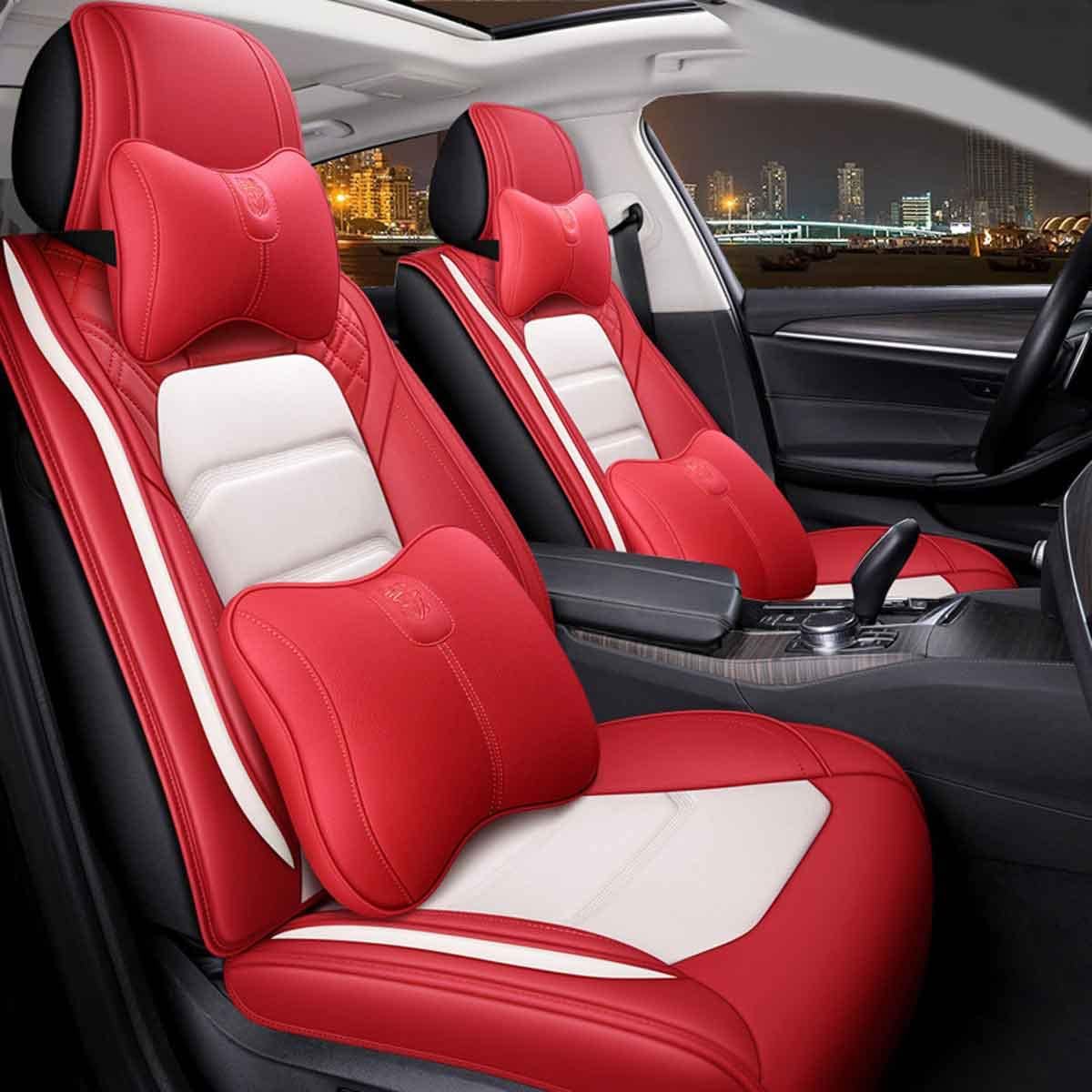 Green Leather Car Seat Covers 5 Seats Full Set O9546