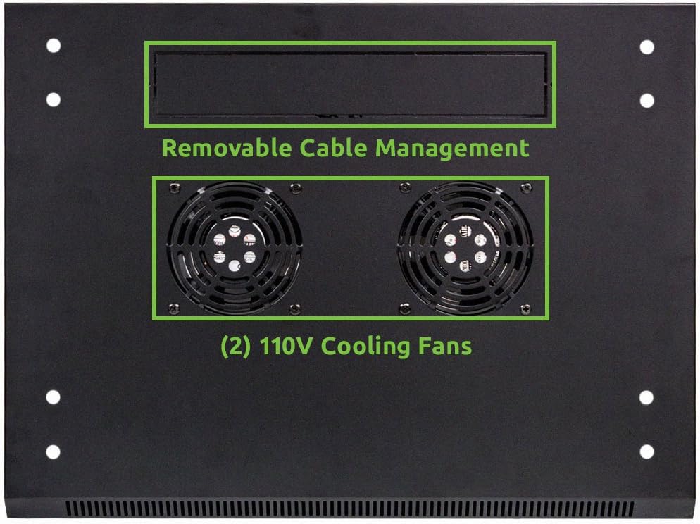 12U Wallmount Cabinet Enclosure 19-Inch Server Network Rack with Locking Glass Door Black with Shelves V1503