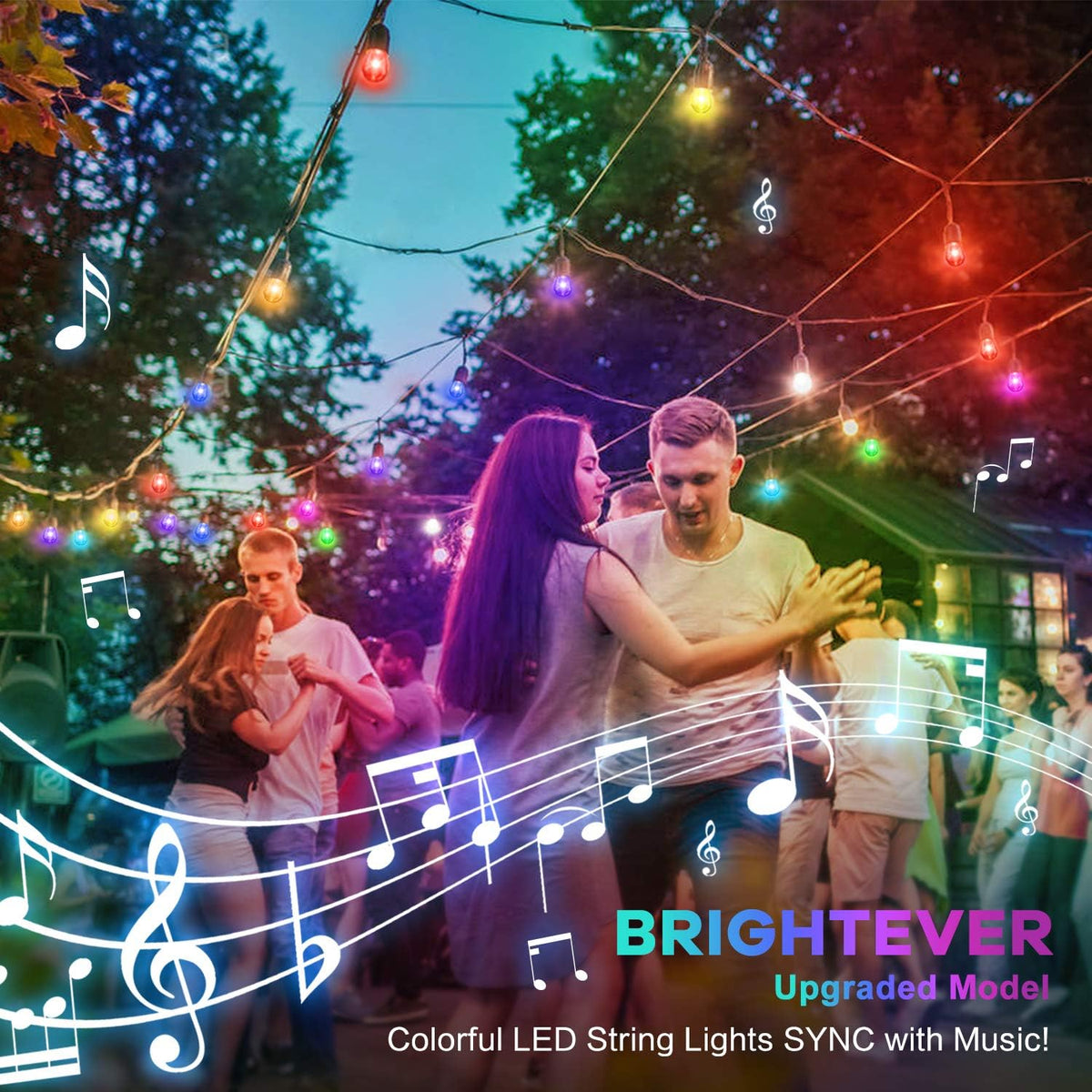 2-Pack RGB Outdoor String Lights with S14 Edison Bulbs 96FT T8198