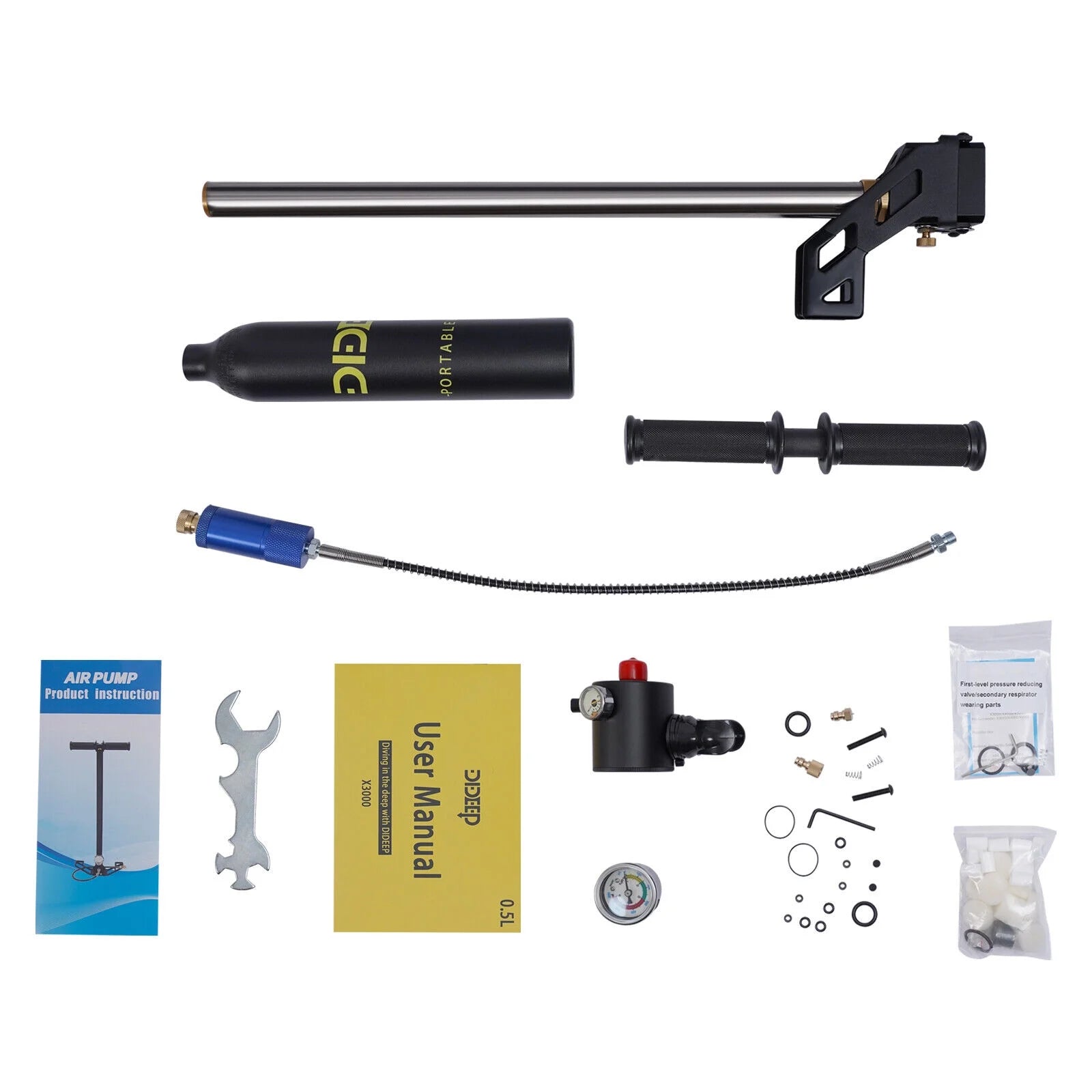 0.5L Oxygen Tank 4500PSI High Pressure Pump Mini Scuba Diving Equipment Tool Kit O829462