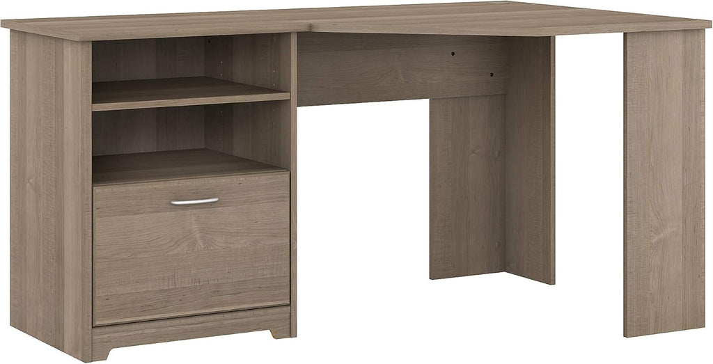 Corner Desk with Storage, 60W, Ash Gray Y979183