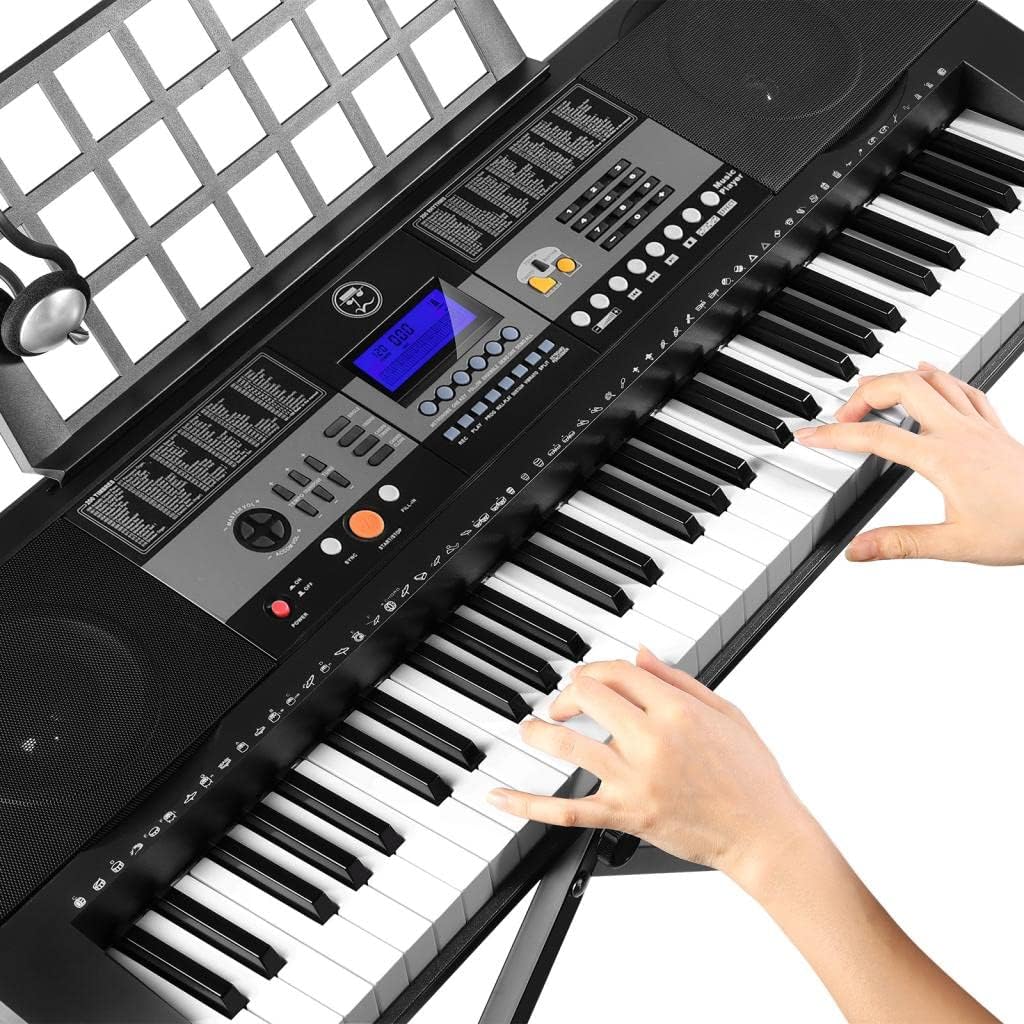 61 Key Portable Electronic Keyboard Piano with Stand and Stool Q629