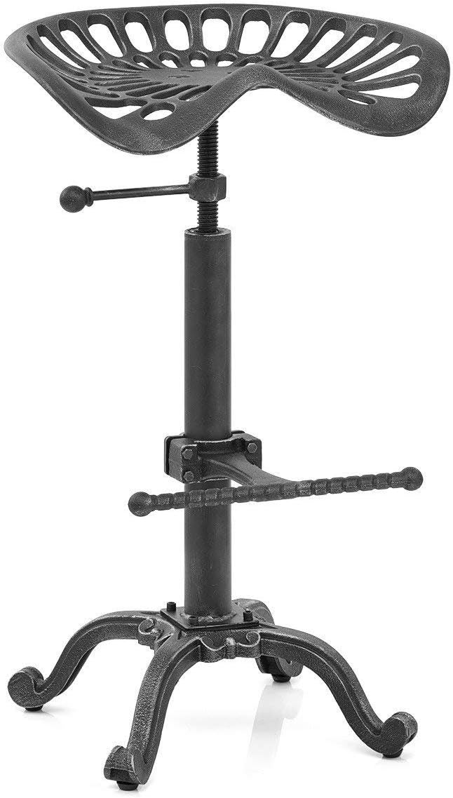 Aged Red Cast Iron Adjustable Bar Stool M120