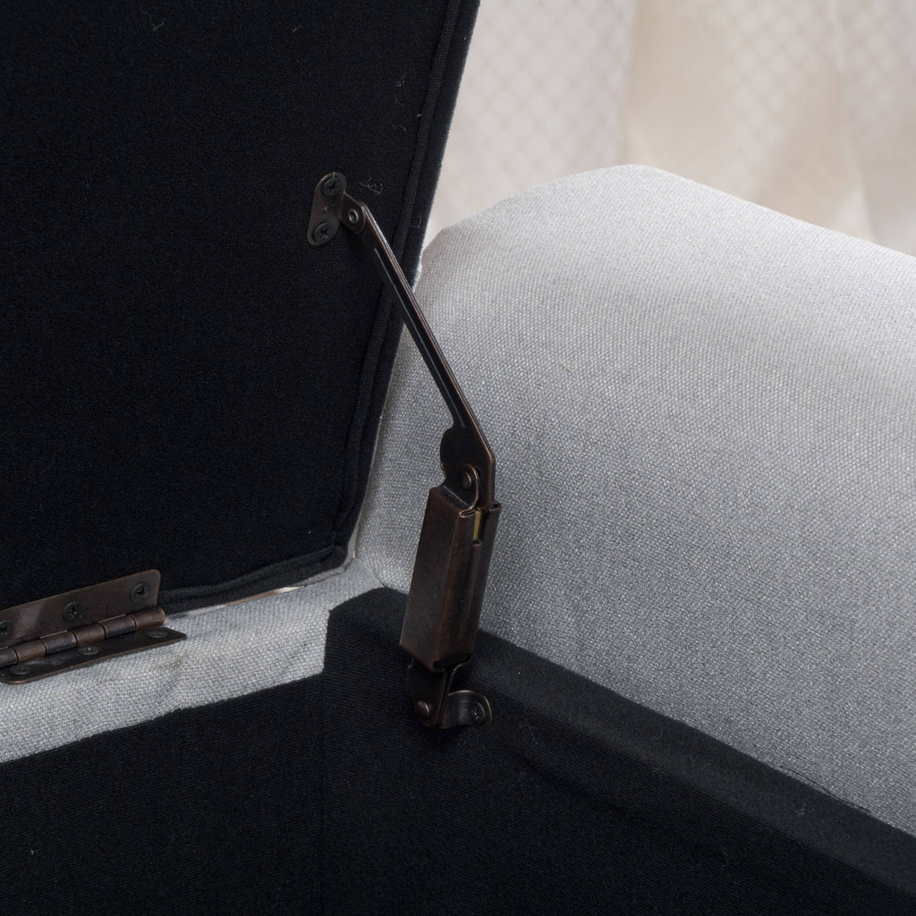 Tufted Fabric Armed Storage Ottoman Bench V785