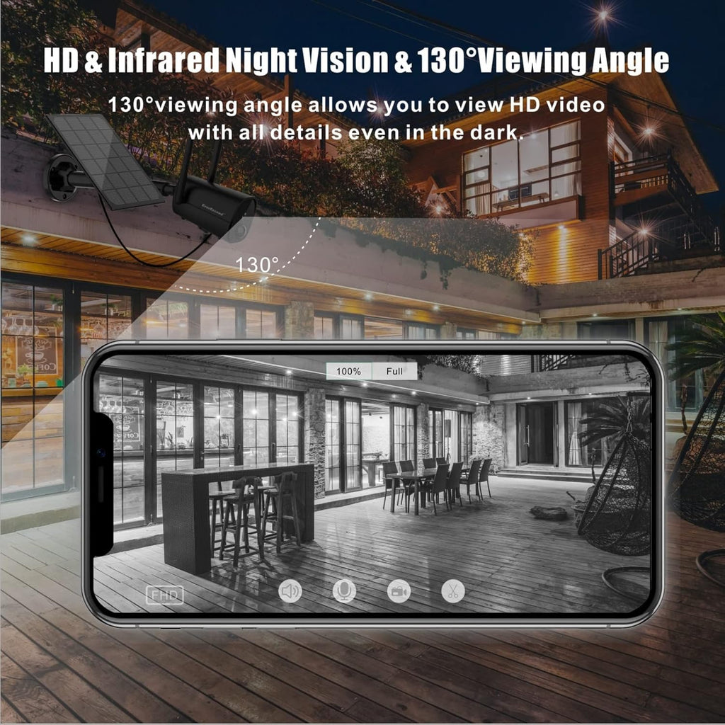 1080P Solar WiFi Wireless Security Camera with Night Vision F584217