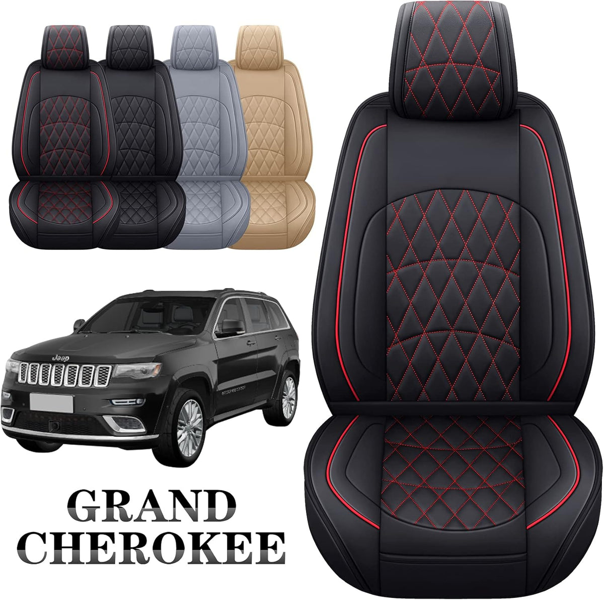 Black Leather Front Seat Covers 2 PCS O555