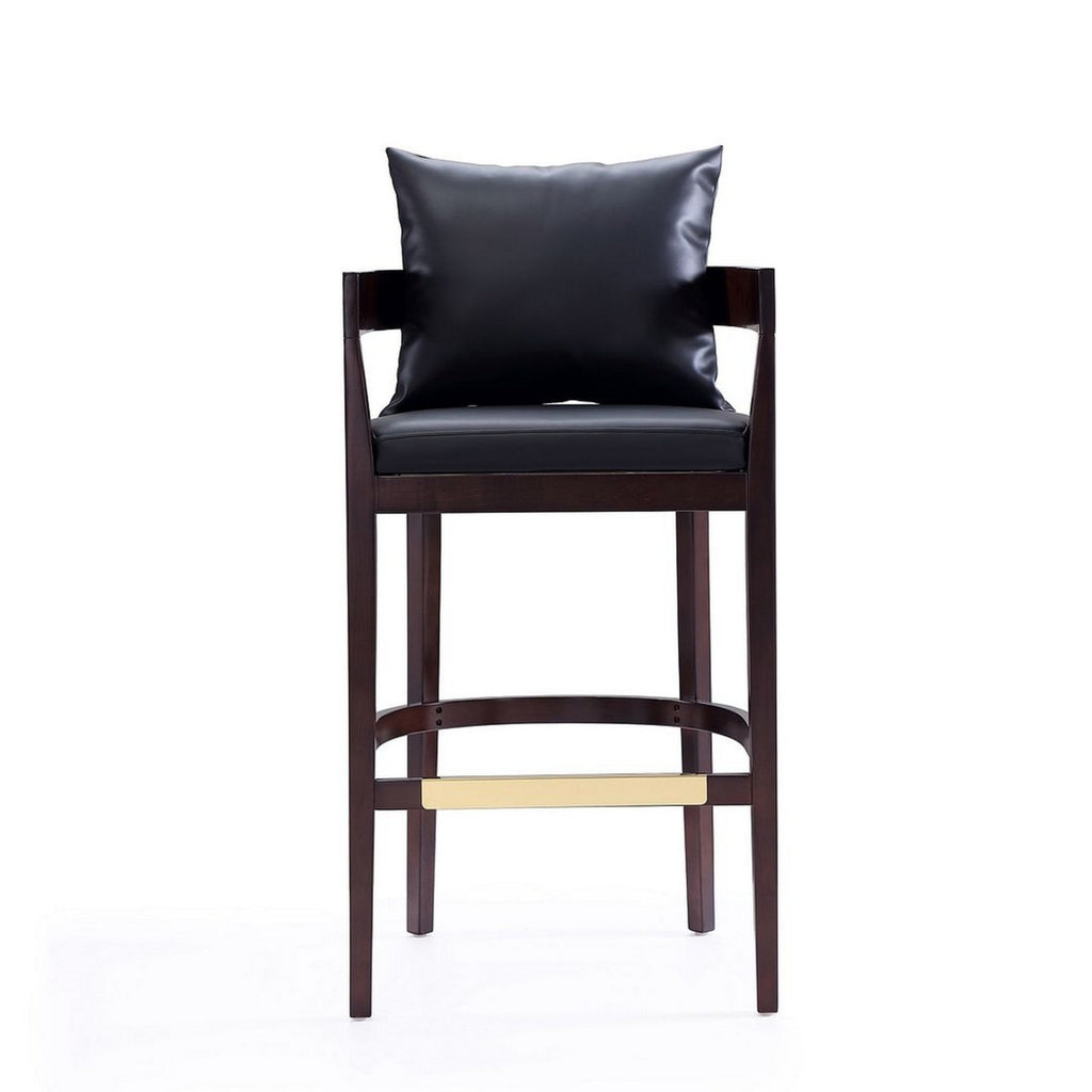 Faux Leather Barstool in Black/Walnut L544882