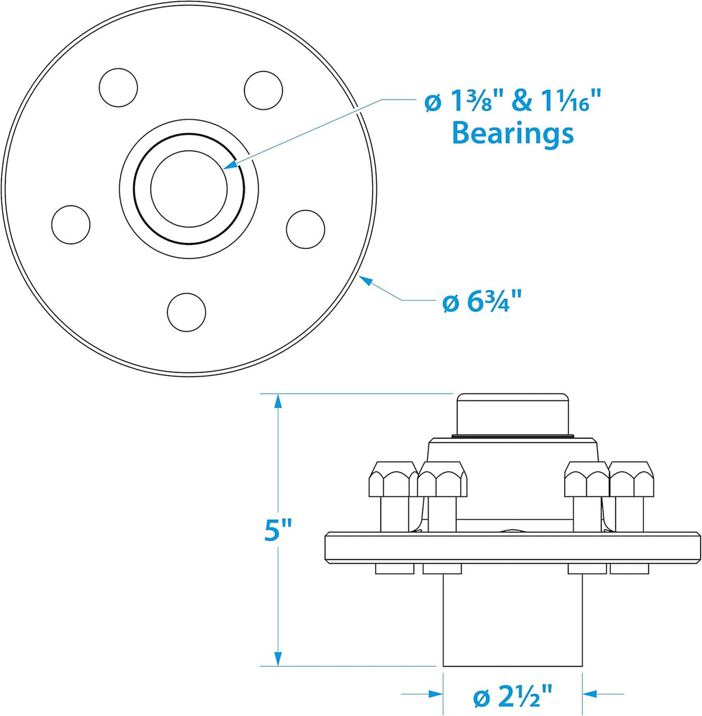 Black Painted Tapered Boat Trailer Wheel Hub Kit Pack of 2 B1289