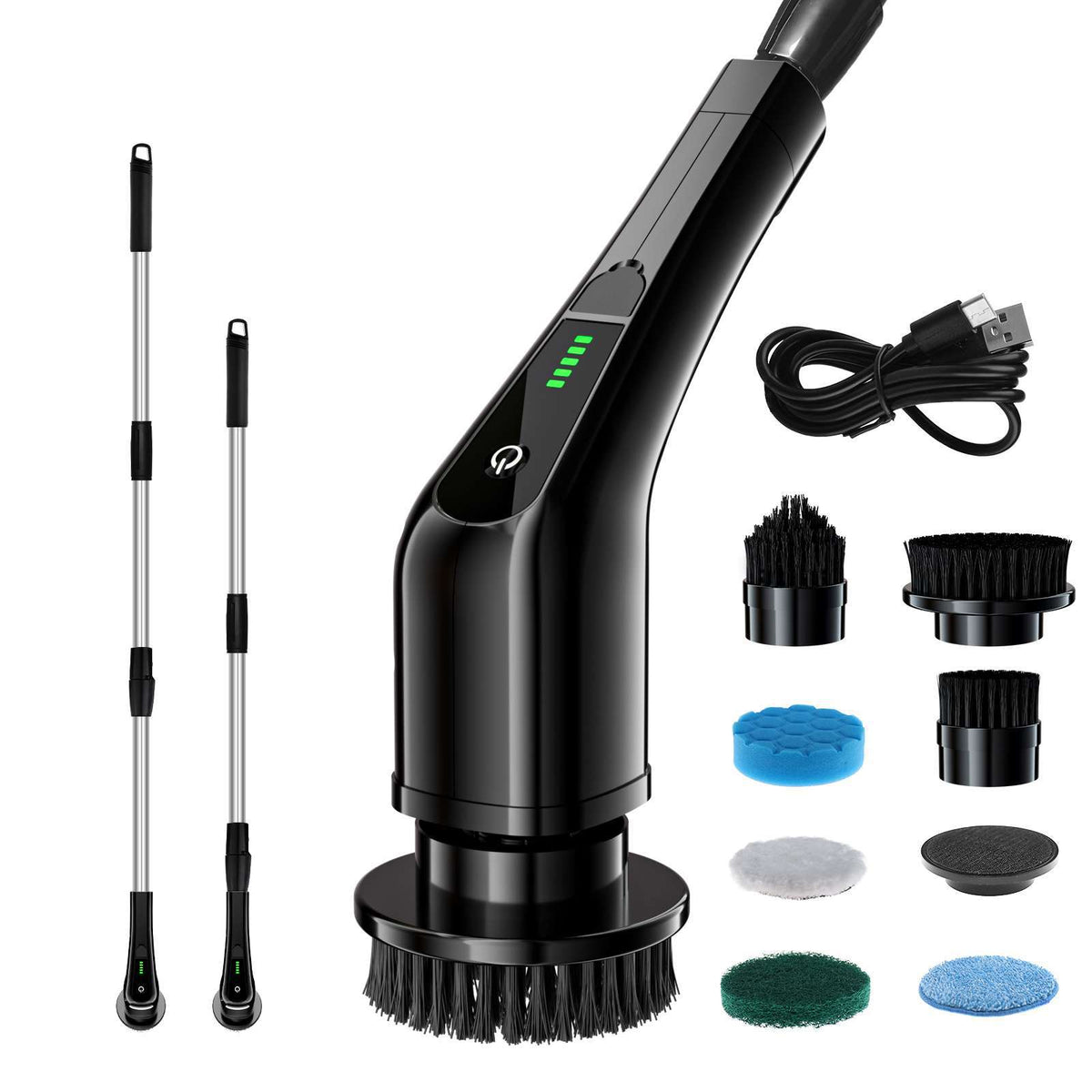 Cordless Electric Spin Scrubber with Long Handle & 7 Replaceable Heads Q2530