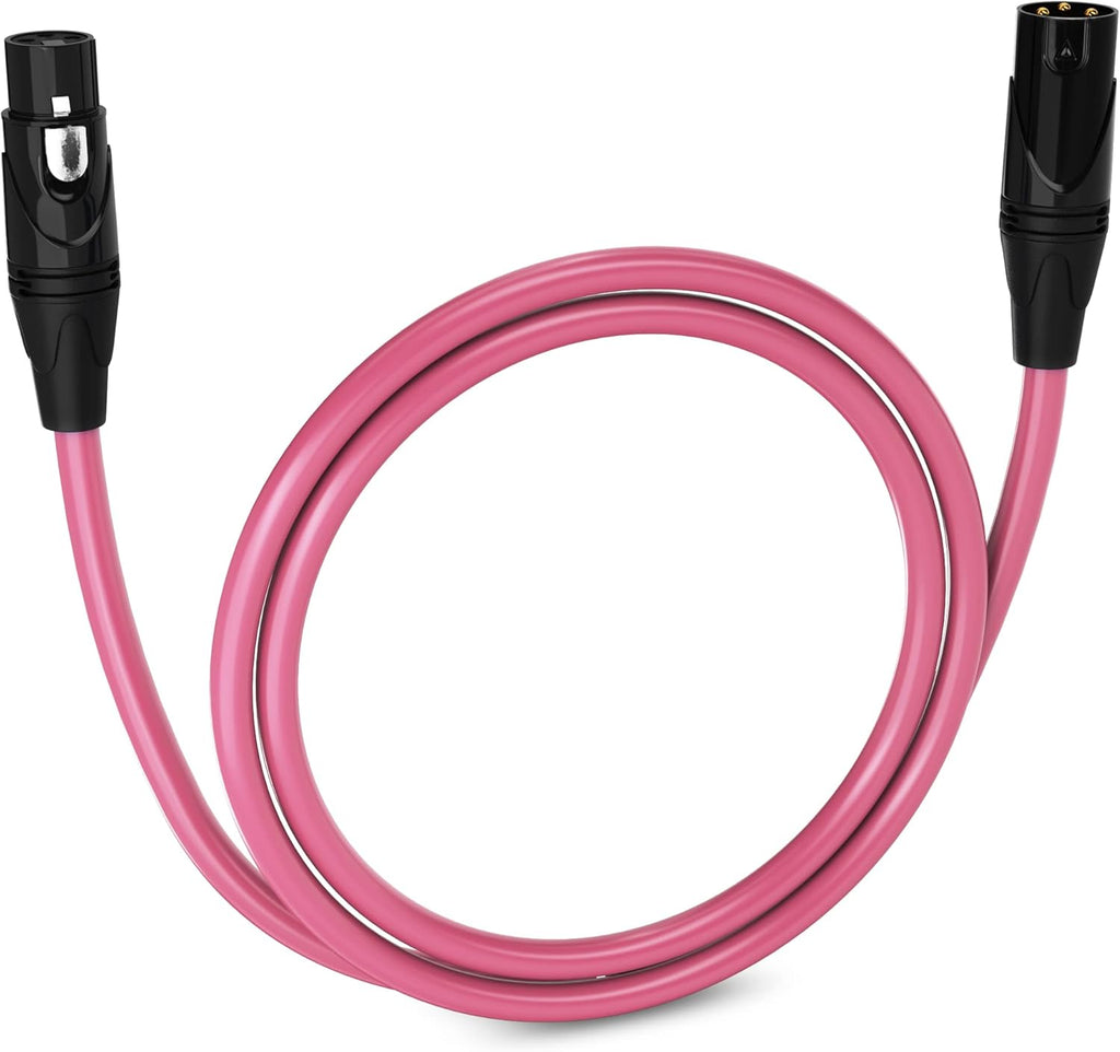 25 Feet XLR Microphone Cable, Male to Female 3 Pin, Pink, Pack of 2 T12615