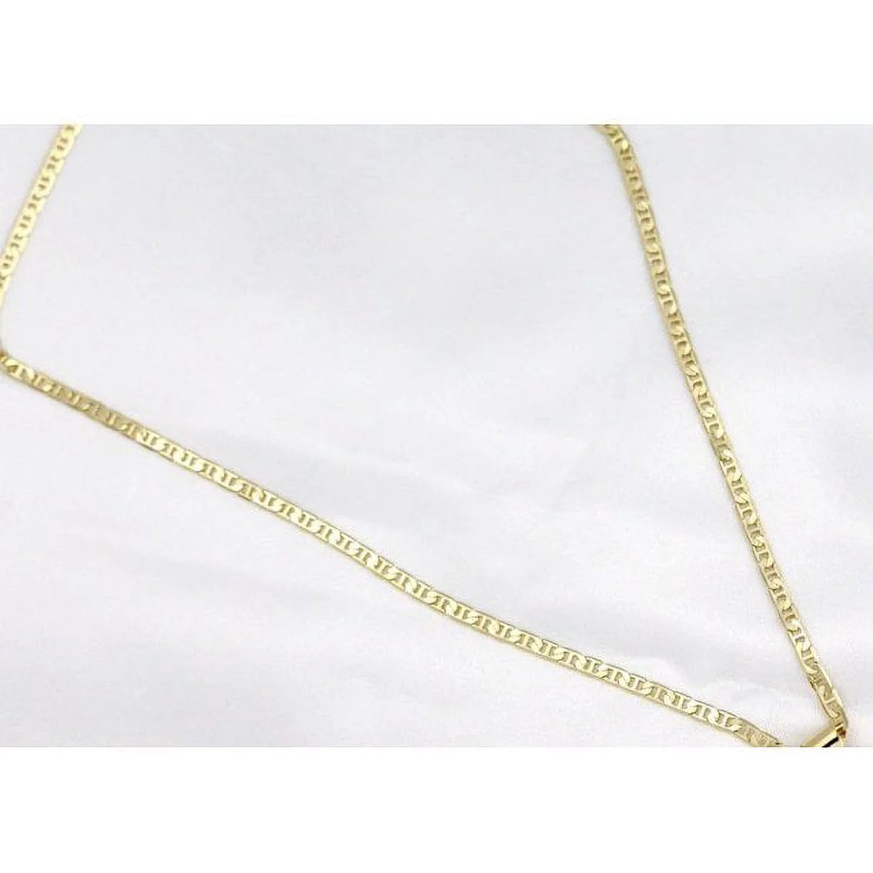 14K Bonded Gold Mariner Chain Necklace with Diamond Charm and Gift Box/Bag F3435