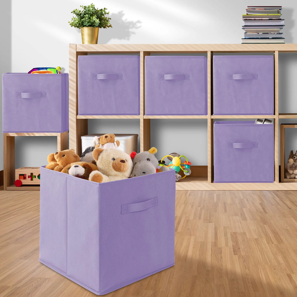 Set of 6 Fabric Storage Cube Bins, Lavender Purple U3541