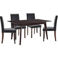 5 Piece Faux Leather Dining Set Cappuccino Black V677154