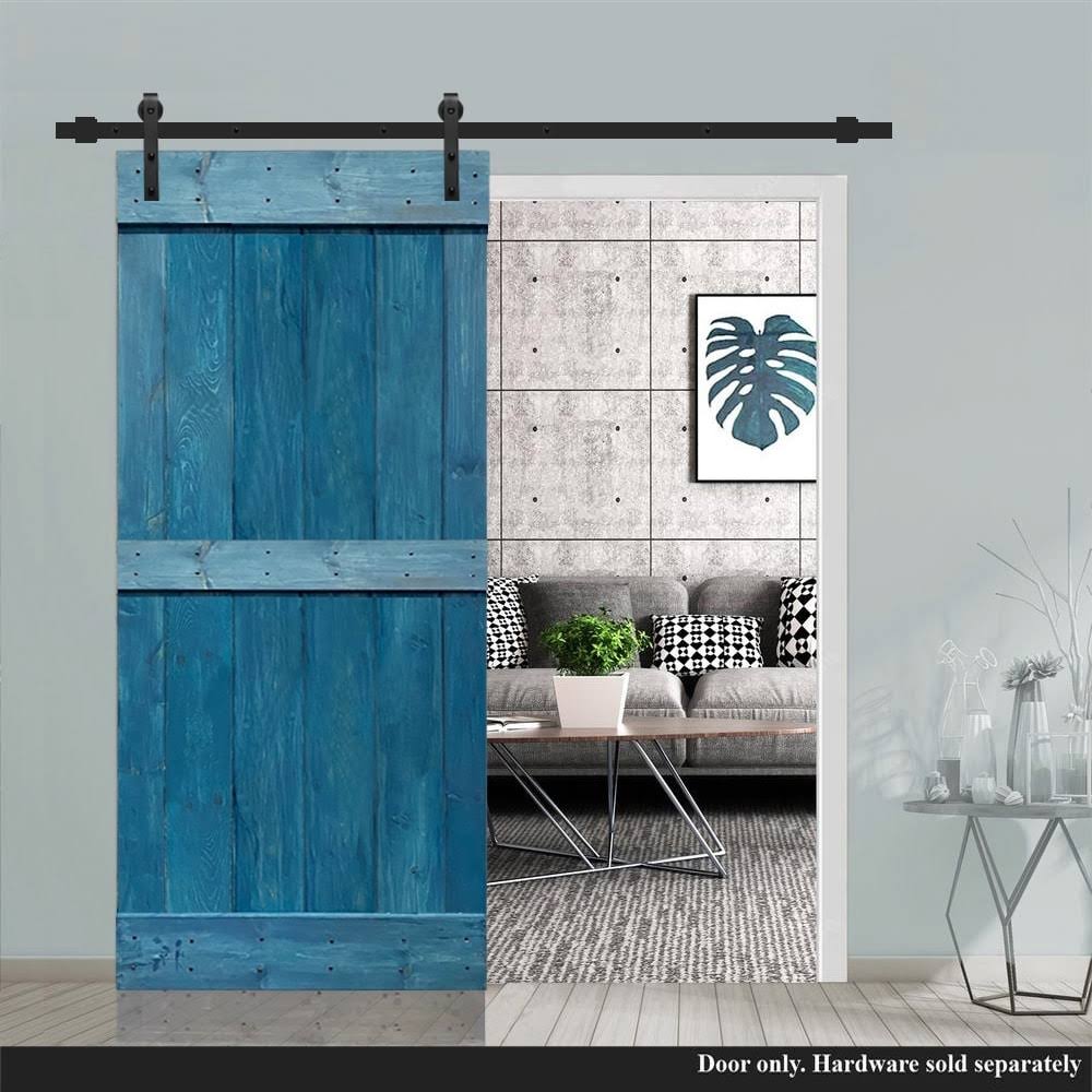 Stained Solid Wood Interior Sliding Barn Door - Ocean Blue - 36 x 84 C493107