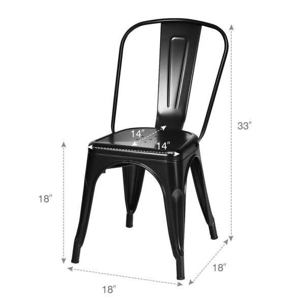 Black Metal Stackable Dining Side Chair Set of 4 E8479