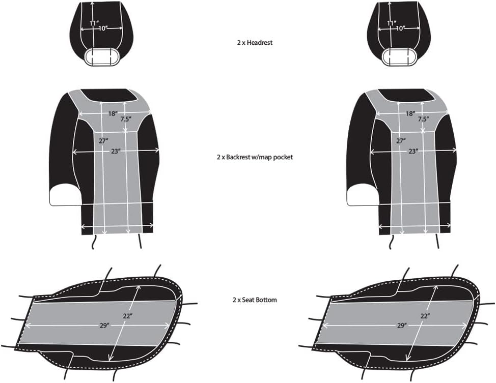 Gray & Black Neoprene Front Seat Covers V8872