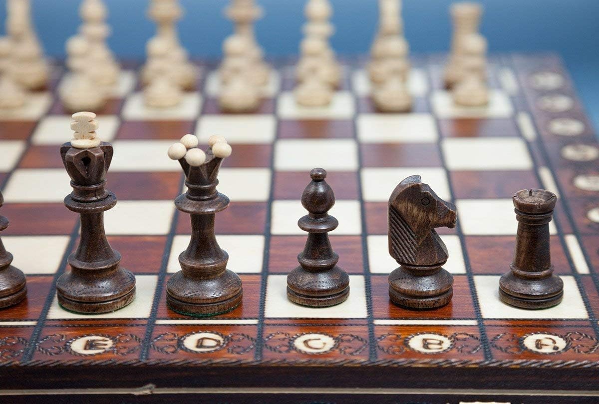 Handmade Wooden Chess Set with 16 Inch Board and Hand Carved Chess Pieces H67107