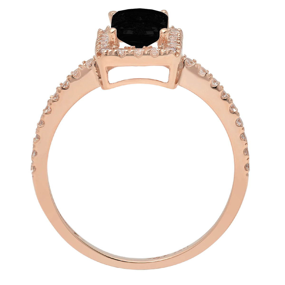 18k Rose Gold Onyx Halo Ring Size 8.5 R433238
