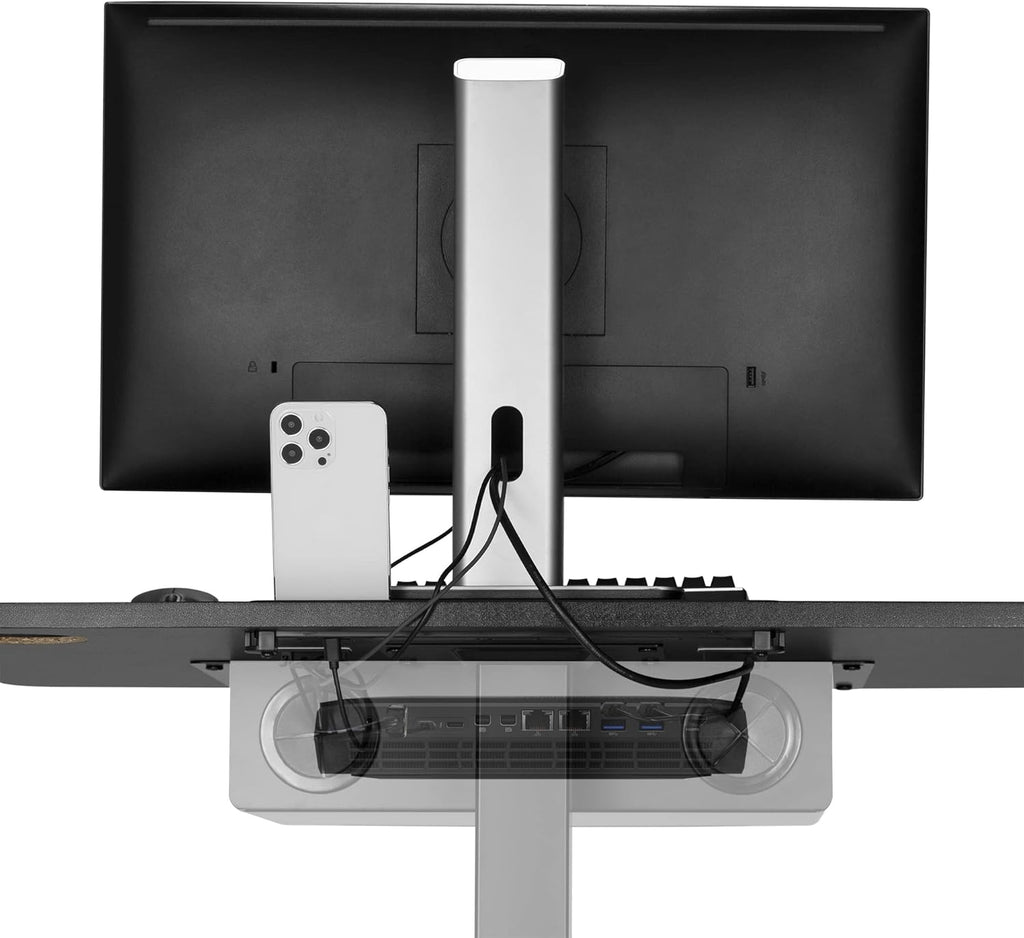 Black Height Adjustable Rolling Desk with Shelf I6956