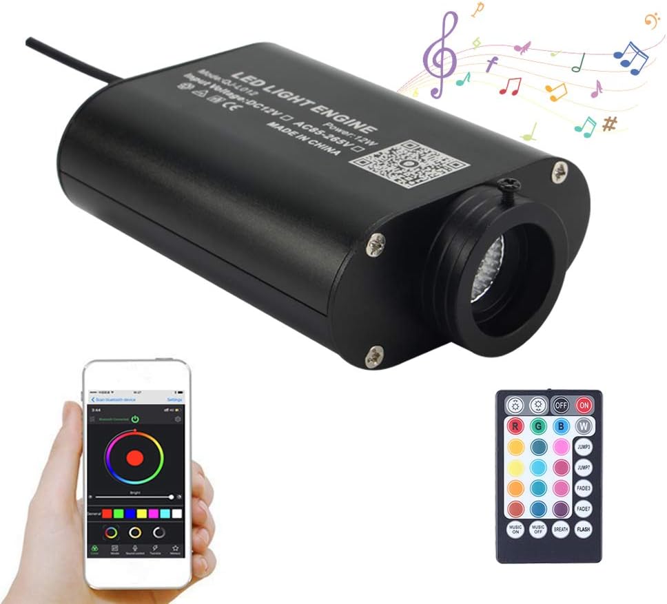 Bluetooth Fiber Optic Light Engine with Remote Control Pack of 2 W924342