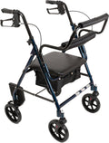 Blue Transport Folding Rollator Walker with Seat & Wheels P742832