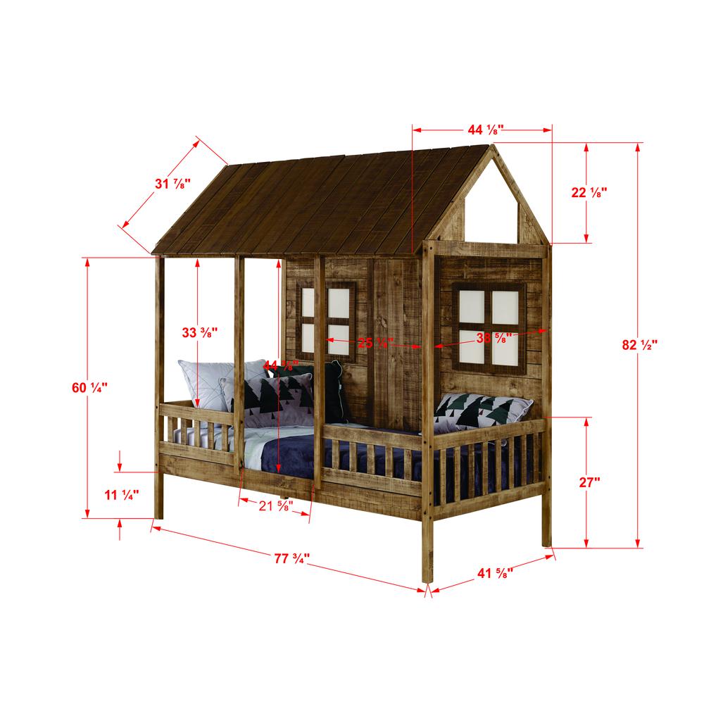 Rustic Driftwood Kids Front Porch Trundle W1424