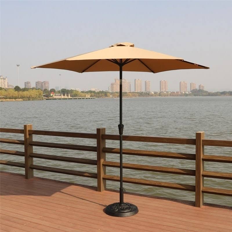 9 Feet Pole Umbrella with Carry Bag and Base - Crème Z173