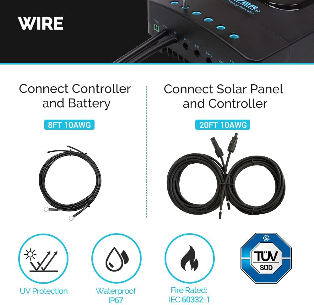 200 Watt 12 Volt Monocrystalline Solar Panel Starter Kit with 20A Rover MPPT Charge Controller X805