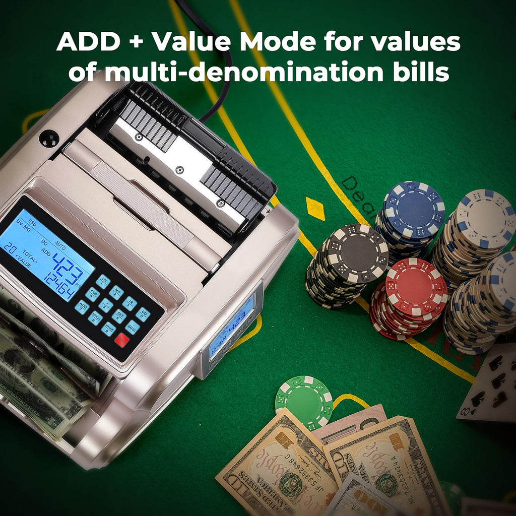 Rose Gold Money Counter Machine with 3 Screens Y47352