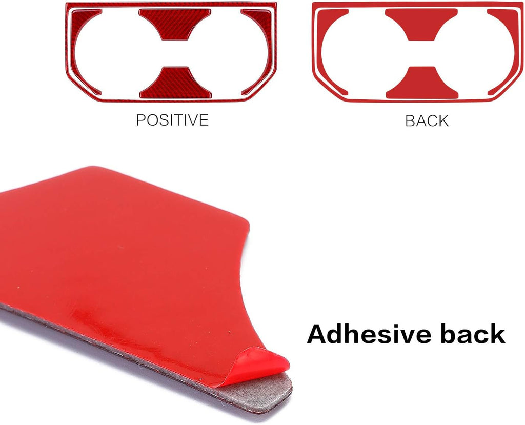 Carbon Fiber Red Rear Cup Holder Panel Trim Cover 5PCS H68448