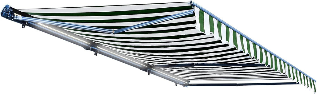 Motorized Retractable Patio Awning - 16 x 10 Feet - Multi-Striped Yellow L694
