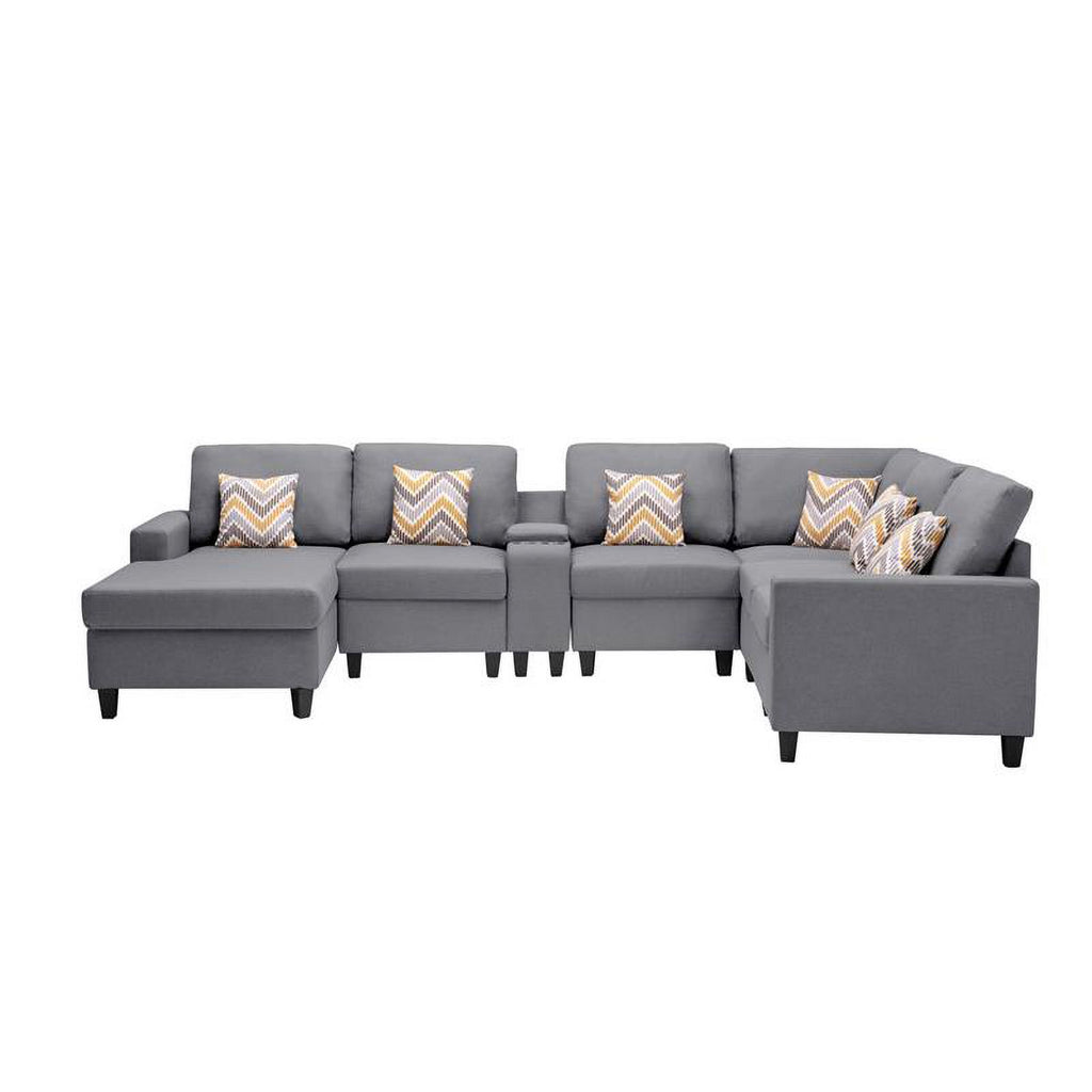 Gray Fabric Reversible Sectional with Storage Console Q89630