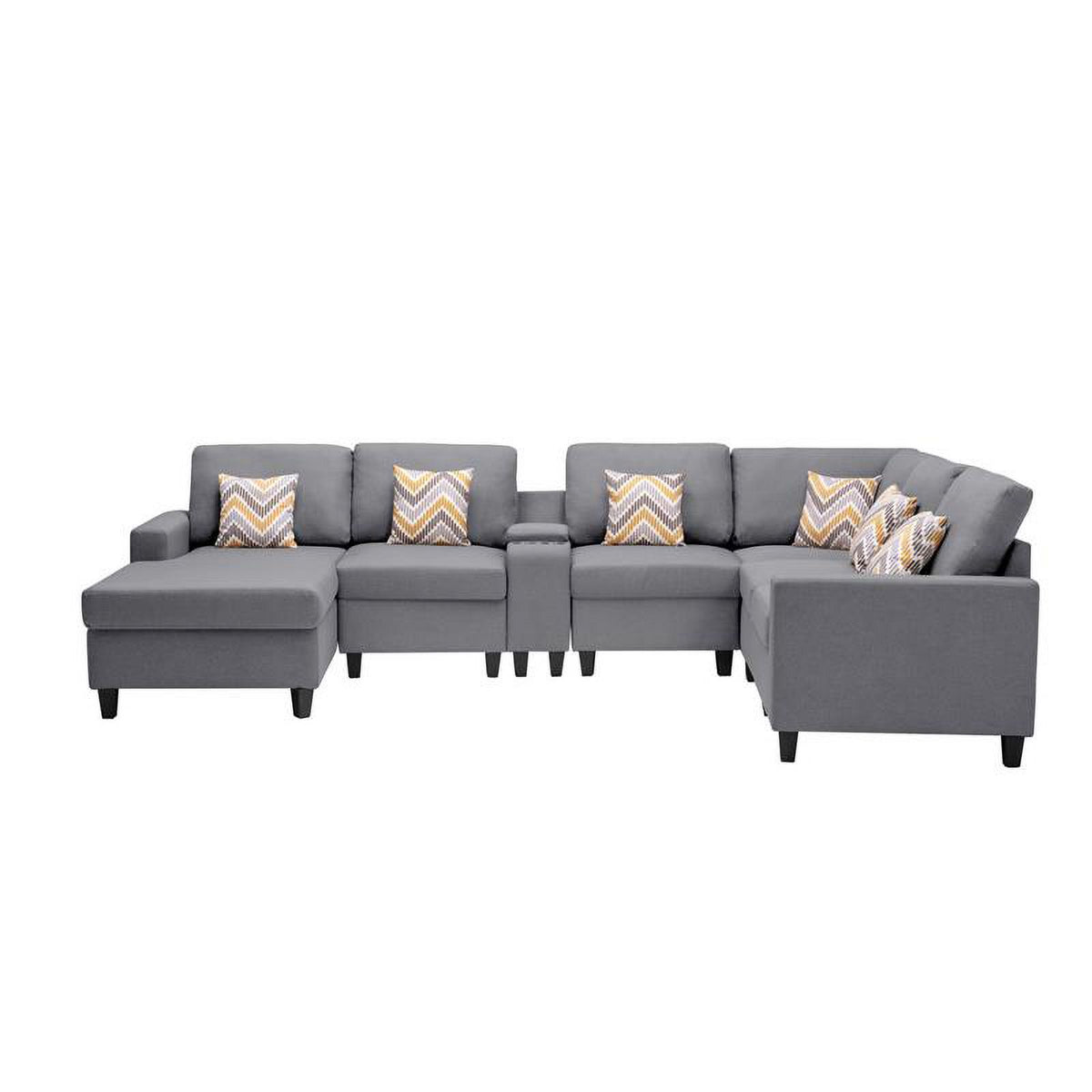 Gray Fabric Reversible Sectional with Storage Console Q89630