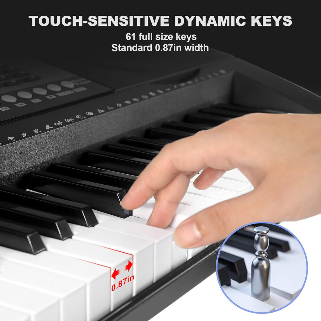 61 Key Portable Electronic Keyboard Piano with Stand and Stool Q629