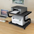 Black Double Tier Office Desktop Printer Cart with Storage Shelf Q774