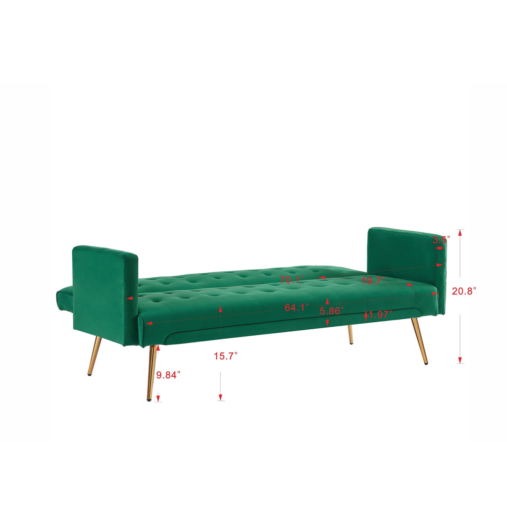 Green Velvet Sofa Bed with Metal Legs B716948