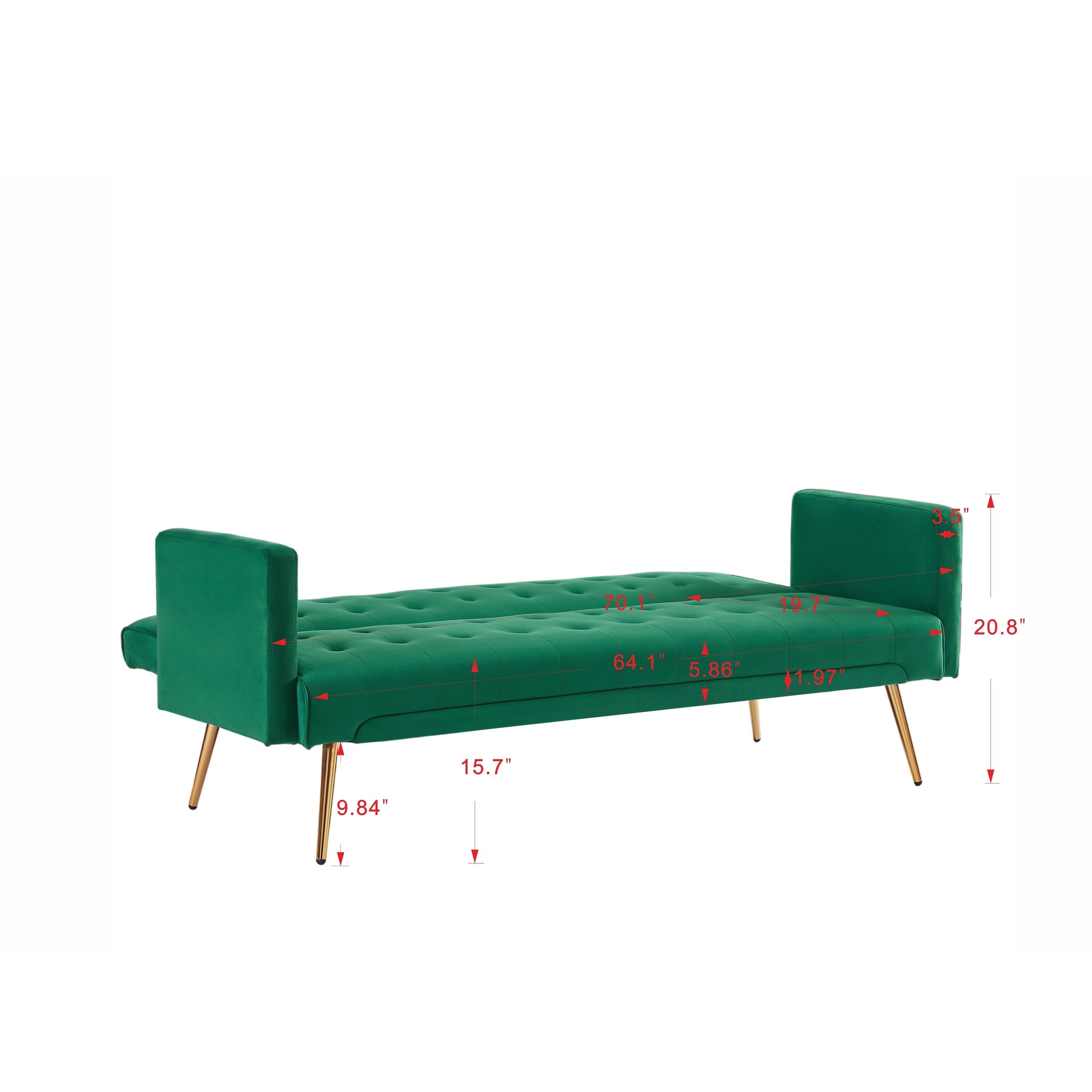 Green Velvet Sofa Bed with Metal Legs B716948