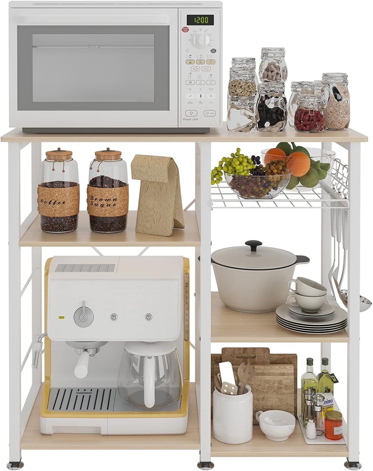 3-Tier+3-Tier Maple Kitchen Utility Storage Cart Stand L9899
