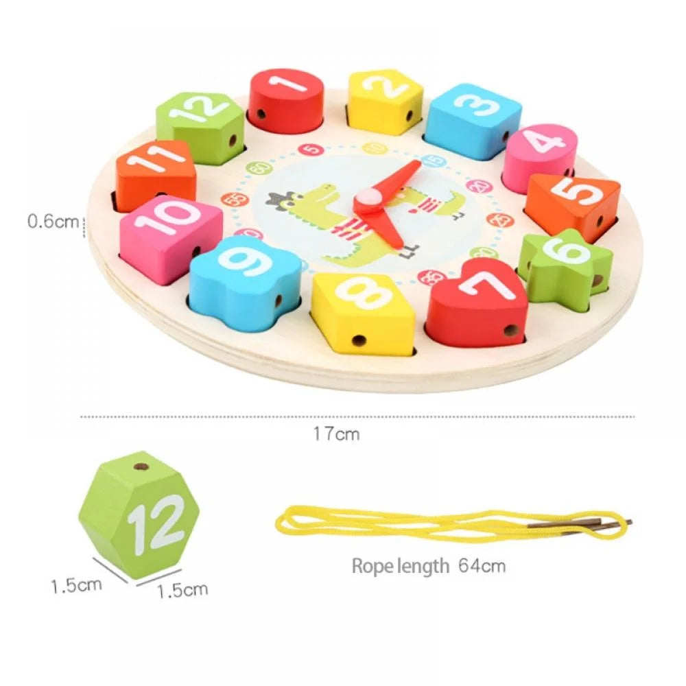 Wooden Puzzles for Toddler Shape Sorting Color Stacking Clock F434