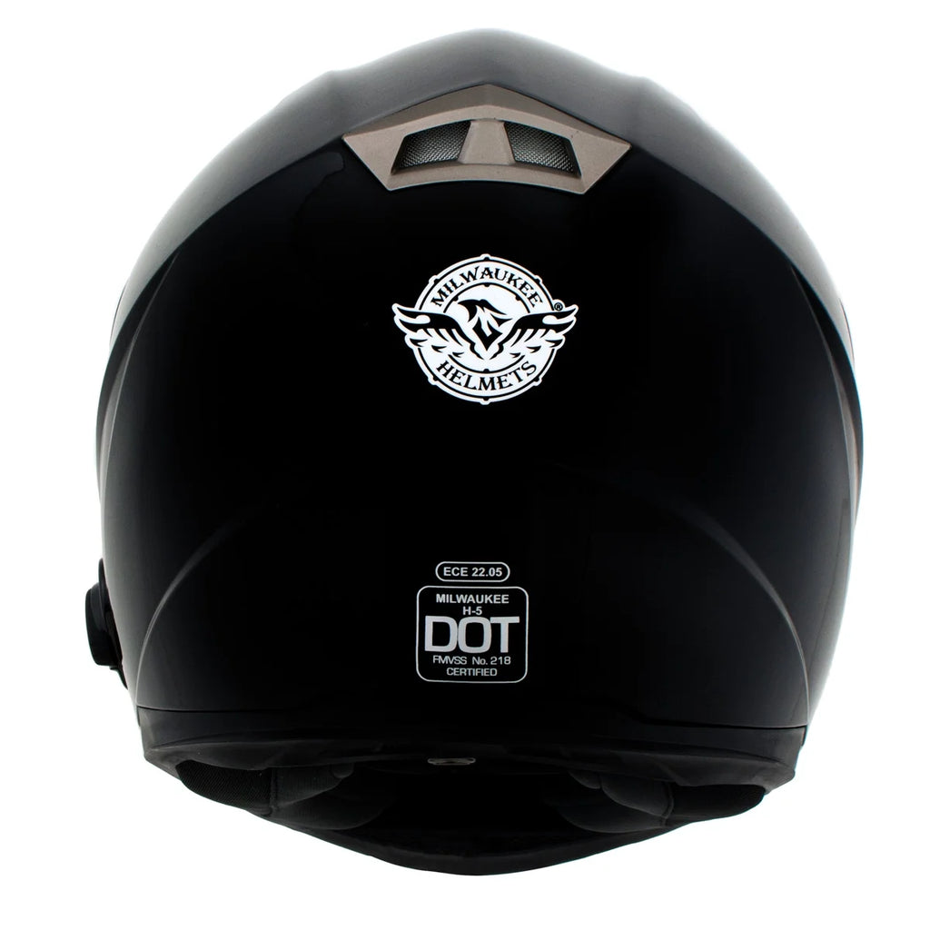 Gloss Black Full Face Motorcycle Helmet with Intercom S98986