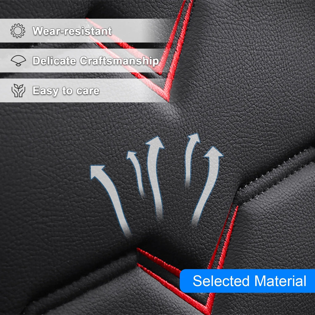Black & Red Waterproof Leather Car Seat Covers Full Set T962460