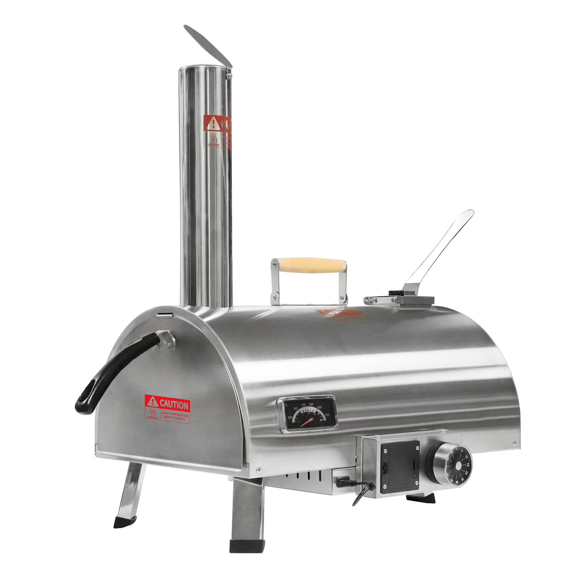12" Stainless Steel Wood Fired Portable Pizza Oven with Built-in Thermometer Carry Bag A963145