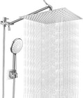 12 Inch Square Rain Shower Head with Handheld Shower Combo, 13.5" Extension Arm, 6-Setting Handheld Showerhead with Hose & Holder, Pack of 2 F8122