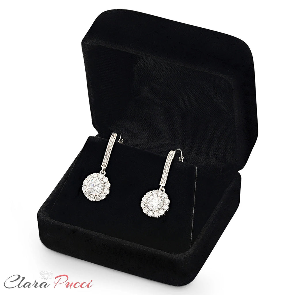 18K White Gold Diamond Drop Dangle Earrings D468032