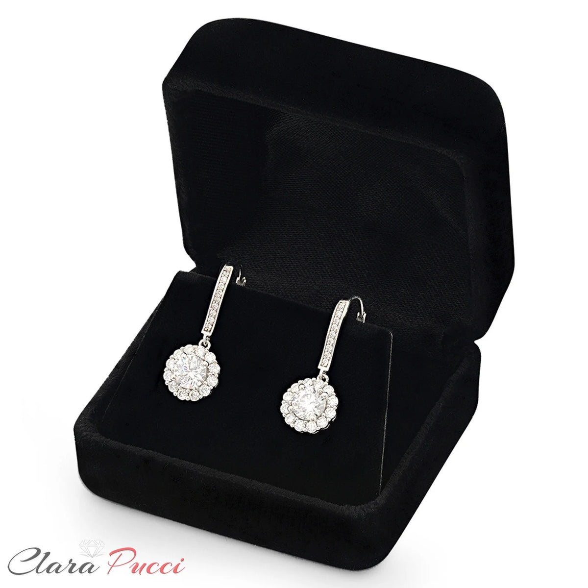 18K White Gold Diamond Drop Dangle Earrings D468032