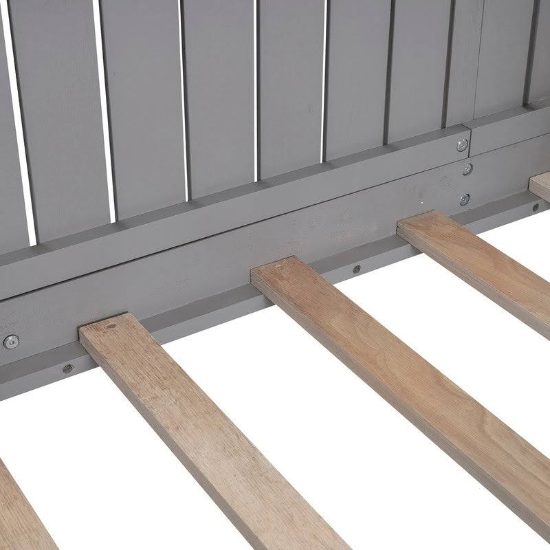 Twin Wood Loft Bed with Guardrail and Ladder H375