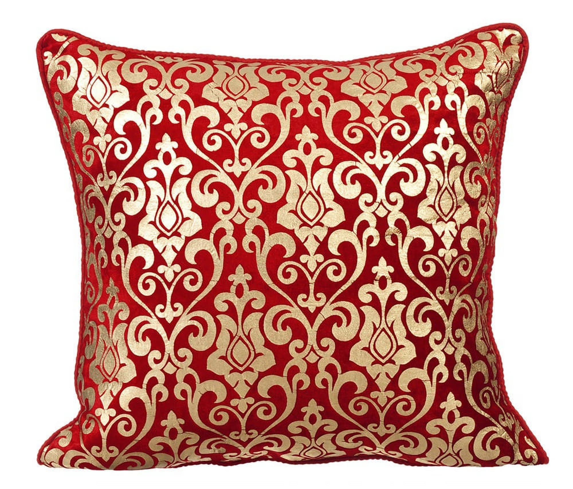 Red Velvet Damask Cushion Cover 16x16 inch Q719
